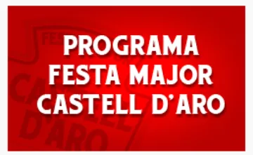 Rètol vermell: «Programa Festa Major Castell d'Aro».